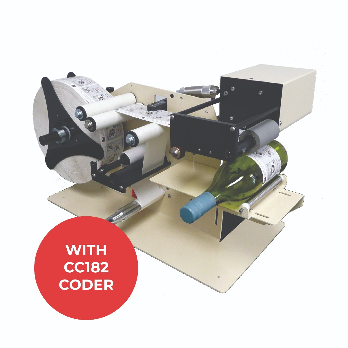 Take-A-Label TAL-3100R-Ink Imprinter Electric Round product applicator with CC182 Coder