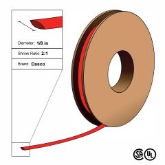 Dasco Polyolefin 2:1 Flattened Heat Shrink - Red - 1/8" x 250' Roll