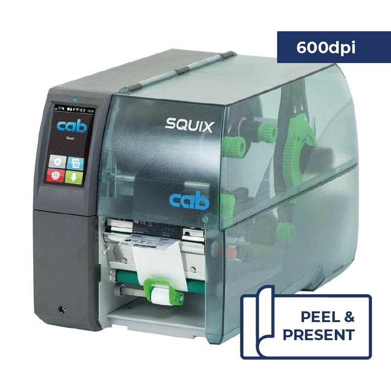 Cab Squix 4 / 600 MP Printer - 600 dpi - Peel and Present - Center Aligned