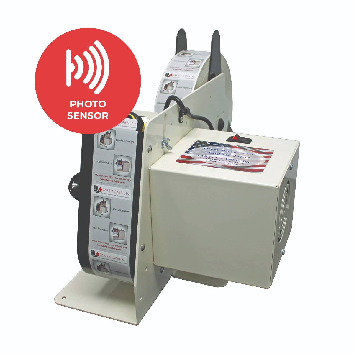 Take-A-Label TAL-250 wP/E Electric Label Dispenser With optional photo cell sensor
