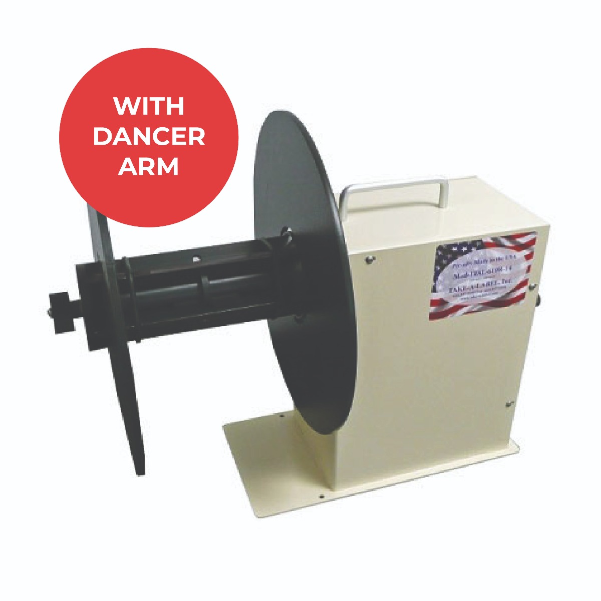 Take-A-Label TAL-610R w Dancer Arm Electric Table Top Rewinder with Speed Adjusting Dancer Arm