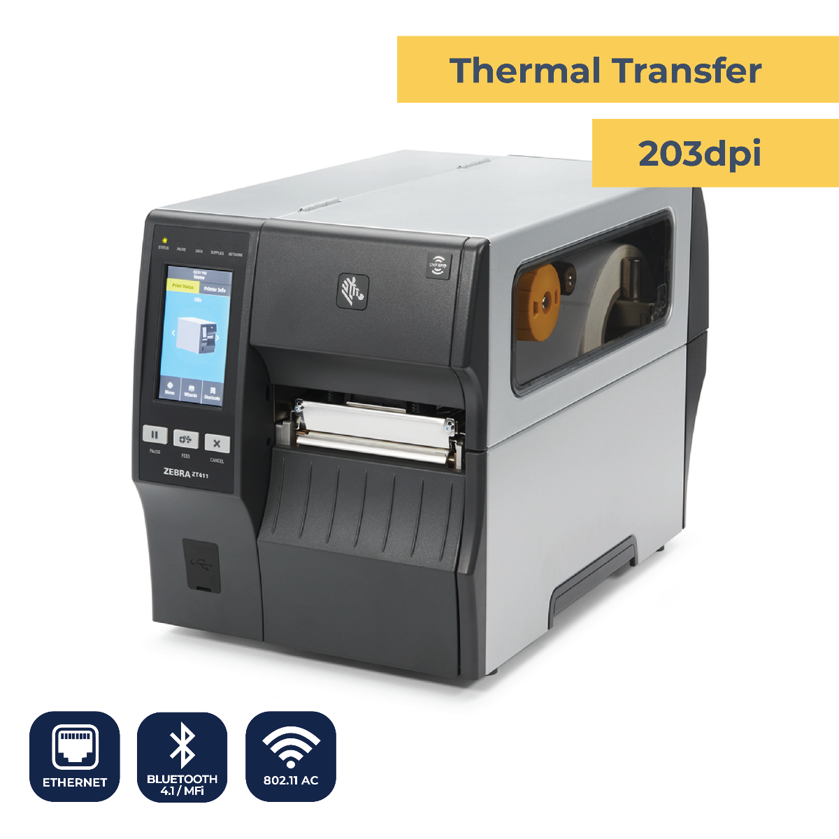 ZT411 Industrial Printer -  TT - 203 dpi - Wireless 802.11 AC Card 