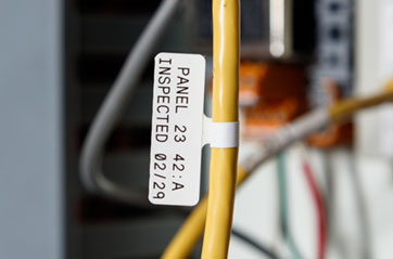 A flag type label on a cable